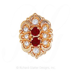 GS531 G/PL/PL - 14 Karat Gold Slide with Garnet center and Pearl and Pearl accents 